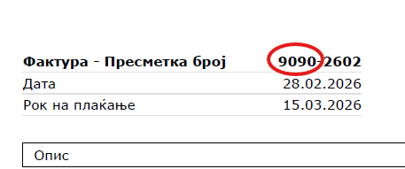 Пример каде се наоѓа бројот на корисник